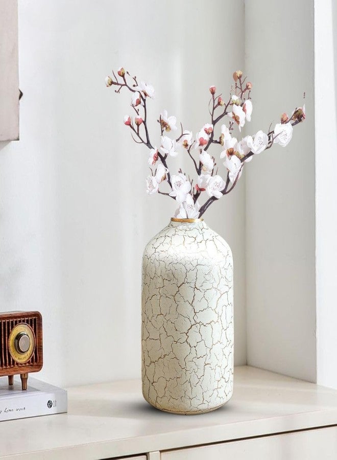 Behoma Metal Flower Vase for Home Decor Bedroom Living Room Office Wedding | Table Decorative Item for Festivals Birthday Off-White Crackled 1Pcs(10.5 X 15.7 Cm) (Flower Not Included, Modern) - Image 4